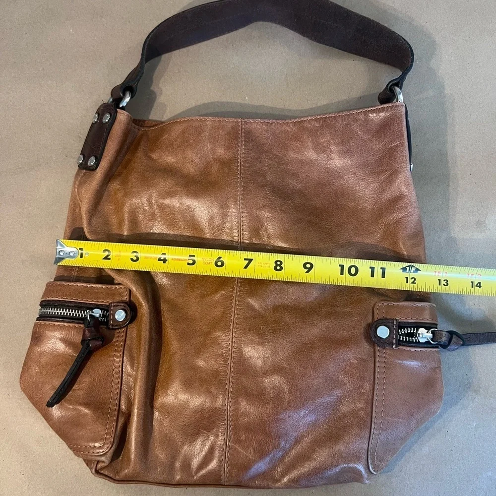 Tano Original Bag Check Bucket Tan Genuine Leather Multiple Pocket Hobo Shoulder